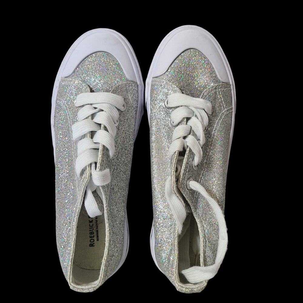 Sears Roebuck & Co. Girl's MAISY Silver Glitter Shoes Sneakers Size 1
